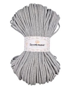 SZNUREK GLITTER 5MM, DŁ. 100M, SZARY - SREBRO