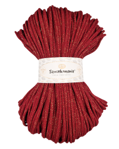 SZNUREK GLITTER 5MM, DŁ. 100M, BORDO - ZŁOTO