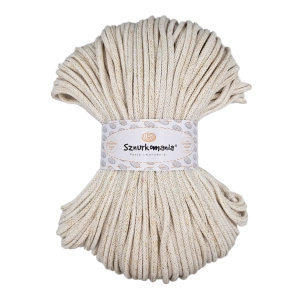 SZNUREK GLITTER 5MM, DŁ. 100M, BIAŁY - ZŁOTO