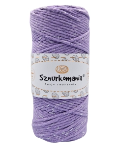 SZNUREK SKRĘCANY GLITTER 1PLY 3MM DŁ. 100M - LAWENDA ZE SREBRNĄ NITKĄ (KOD 30)