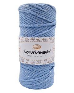 SZNUREK SKRĘCANY GLITTER 1PLY 3MM DŁ. 100M - BŁĘKITNY ZE SREBRNĄ NITKĄ (KOD 30)