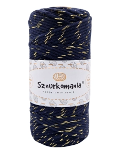 SZNUREK SKRĘCANY GLITTER 1PLY 3MM DŁ. 100M - GRANATOWY ZE ZŁOTĄ NITKĄ (KOD 30)