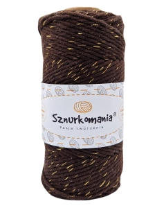 SZNUREK SKRĘCANY GLITTER 1PLY 3MM DŁ. 100M - BRĄZOWY ZE ZŁOTĄ NITKĄ (KOD 30)