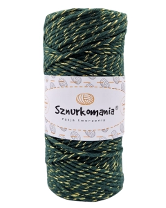 SZNUREK SKRĘCANY GLITTER 1PLY 3MM DŁ. 100M - BUTELKOWY ZE ZŁOTĄ NITKĄ (KOD 30)